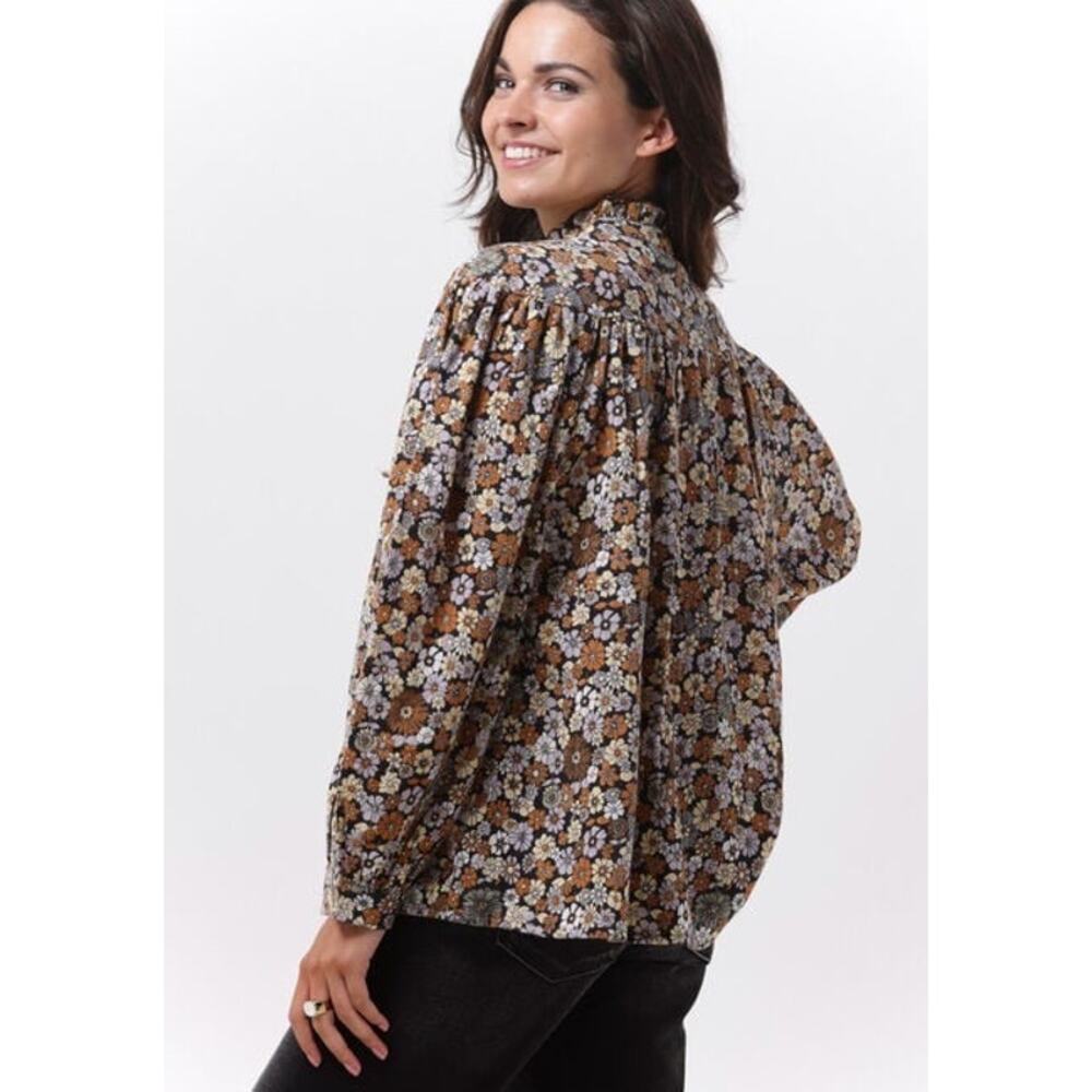 NWT Antik Batik Colline Ruffle Neck Long Sleeve Floral Print Blouse Boho Large